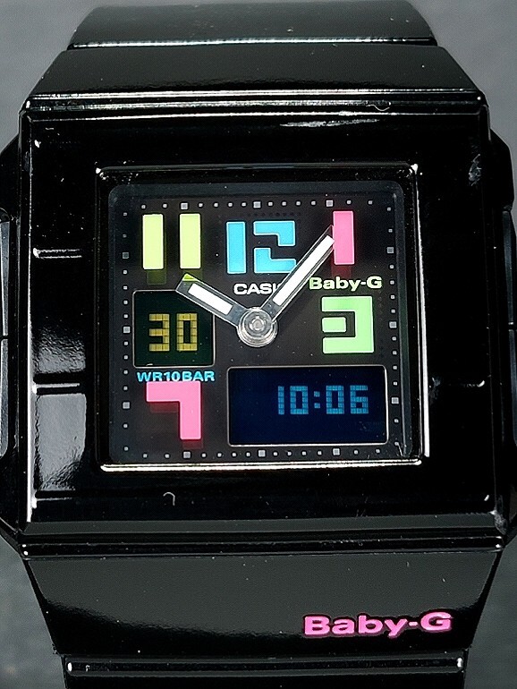 超美品 CASIO カシオ Baby-G ベビージー BGA-200PD-1B デジアナ 腕時計 スクエア文字盤 ブラック ラバーベルト ステンレス 動作確認済み_画像1
