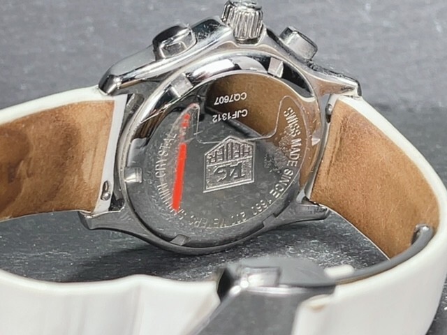 超美品 TAG HEUER タグホイヤー リンク クォーツ CJF1312 クロノグラフ デイト ホワイトシェル 12Pダイヤ 腕時計 200M防水 動作確認済みの画像8