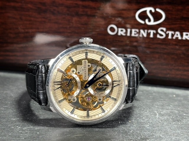 超美品 オリエント ORIENT Orient Star オリエントスター クラシックコレクション 自動巻き 機械式 腕時計 スケルトンシリーズ WZ0041DXの画像6