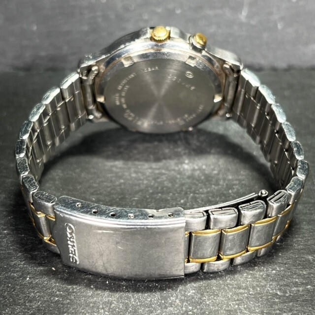 SEIKO セイコー 7T27-6A50 メンズ 腕時計 アナログ クオーツ クロノグラフ デイト 黒文字盤 コンビカラー メタルバンド 新品電池交換済_画像6