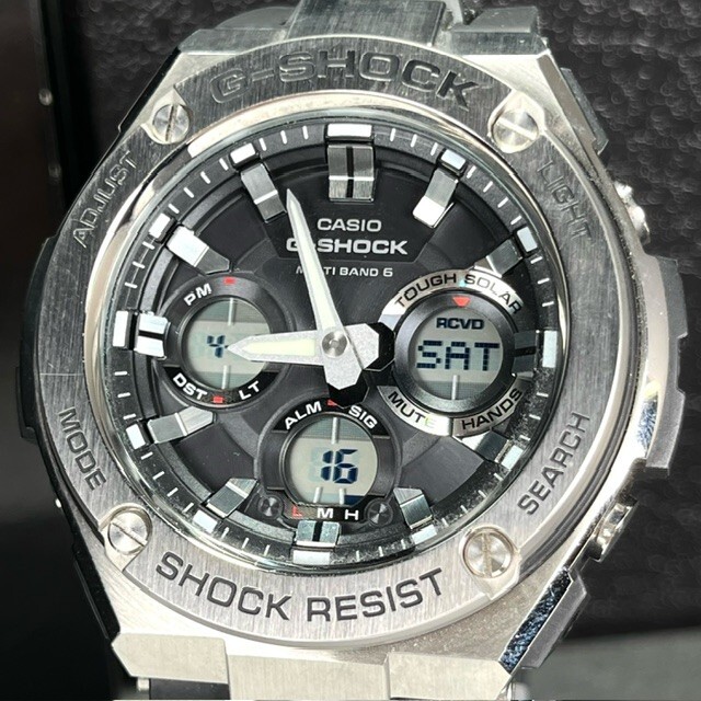 新品 CASIO G-SHOCK カシオ ジーショック G-STEEL Gスチール GST-W110-1A 腕時計 電波ソーラー ブラック アナログ デジタル マルチバンド6の画像3