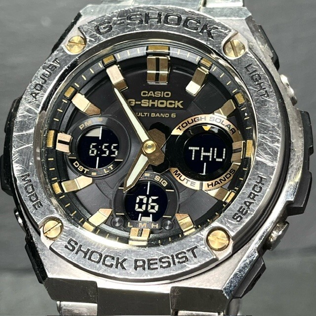 CASIO G-SHOCK カシオ ジーショック G-STEEL Gスチール GST-W110D-1A9 腕時計 電波ソーラー ブラック アナログ デジタル マルチバンド6_画像3