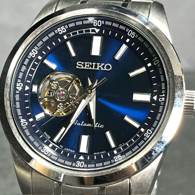 SEIKO SELECTION セイコー セレクション メカニカル オープンハート SCVE051 自動巻き 腕時計 ブルー 機械式 メンズ セミスケルトンの画像3
