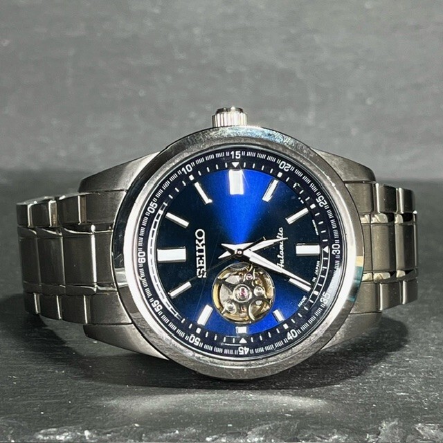 SEIKO SELECTION セイコー セレクション メカニカル オープンハート SCVE051 自動巻き 腕時計 ブルー 機械式 メンズ セミスケルトンの画像5