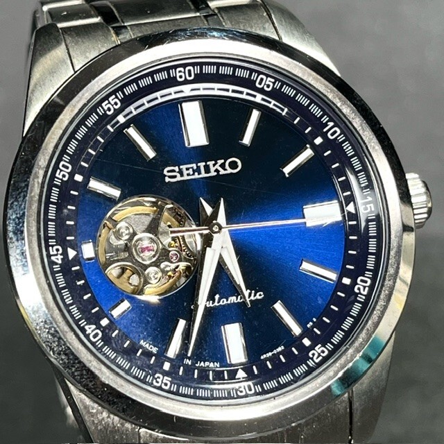 SEIKO SELECTION セイコー セレクション メカニカル オープンハート SCVE051 自動巻き 腕時計 ブルー 機械式 メンズ セミスケルトンの画像1