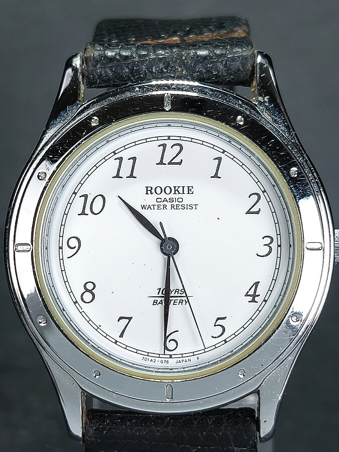 CASIO カシオ ROOKIE RKT-5035 メンズ アナログ クォーツ 腕時計 ホワイト文字盤 レザーベルト ステンレス 新品電池交換済み 動作確認済みの画像1