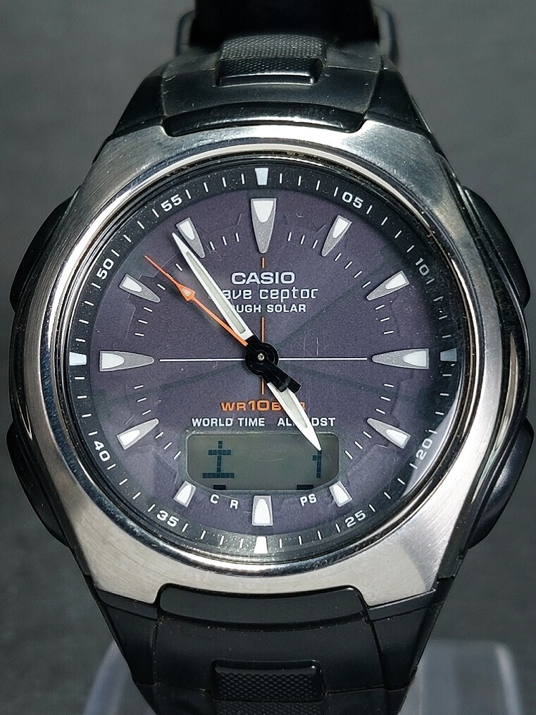 CASIO カシオ WAVE CEPTOR ウェーブセプター WVA-430J-1A メンズ デジアナ 電波ソーラー 腕時計 ラバーベルト ステンレス ブラックの画像1