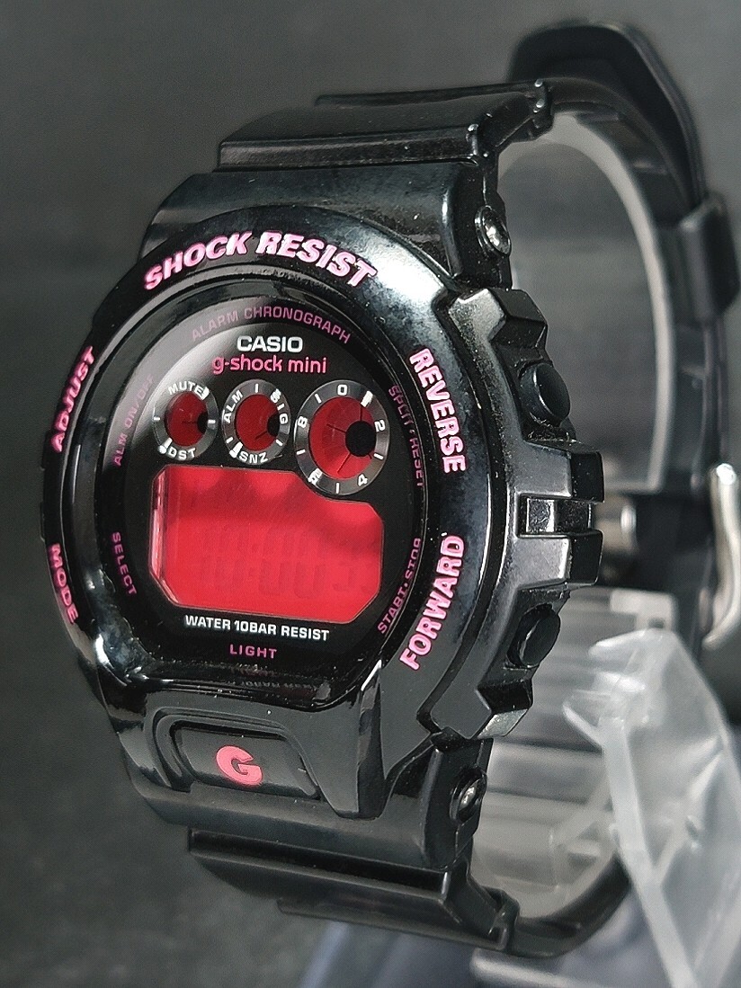 CASIO カシオ G-SHOCK mini ジーショックミニ GMN-692-1JR デジタル 腕時計 ブラック ピンク ステンレス ラバーベルト 新品電池交換済みの画像3