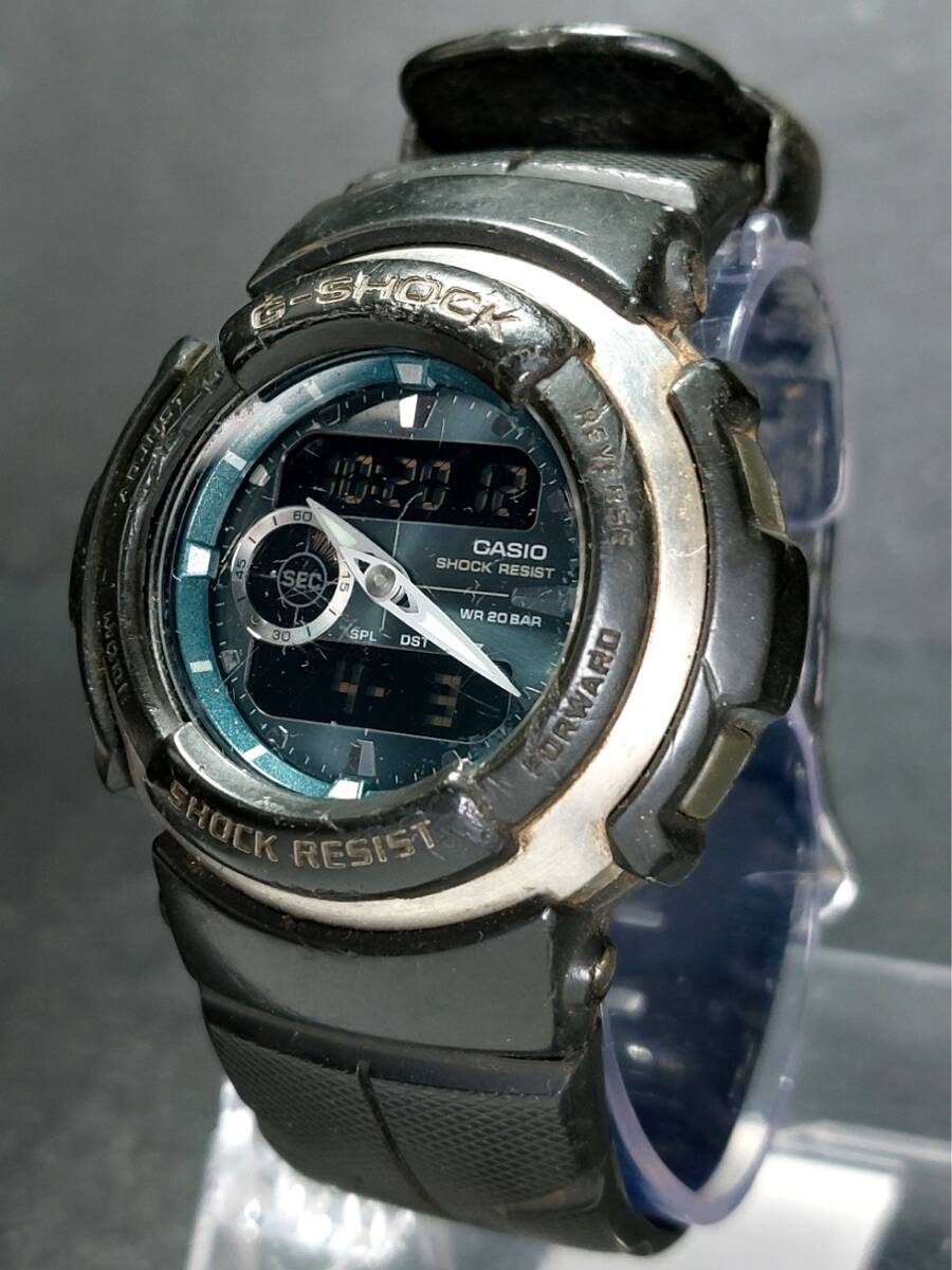 CASIO カシオ G-SHOCK ジーショック ジースパイク G-300-3A デジアナ 腕時計 グレー文字盤 ブラック ラバーベルト ステンレス 電池交換済みの画像3