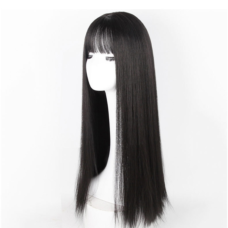  new goods full wig wig long strut black . net attaching wig .... cosplay woman equipment fancy dress .. series black nature black 