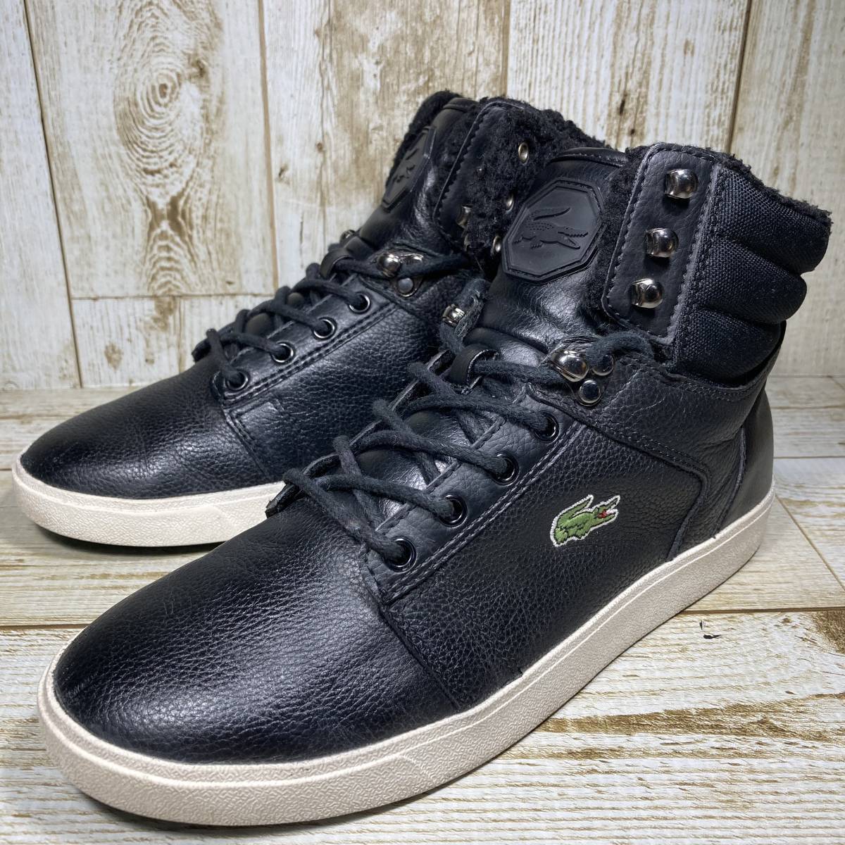 SK157 ■ LACOSTE ORELLE PUT ラコステ ミッドカットスニーカー ■ ブラック 表記サイズUK6.5 (約25.5cm目安) ■ ボア 参考価格16000_画像1