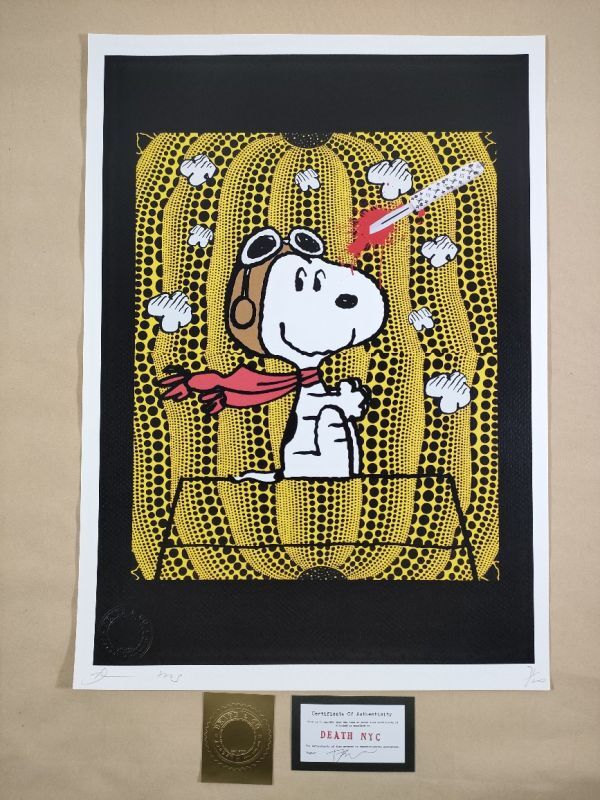 #067 DEATH NYC 世界限定ポスター 現代アート ポップアート スヌーピー SNOOPY 草間彌生 かぼちゃ バンクシー Banksy パイロット_画像1