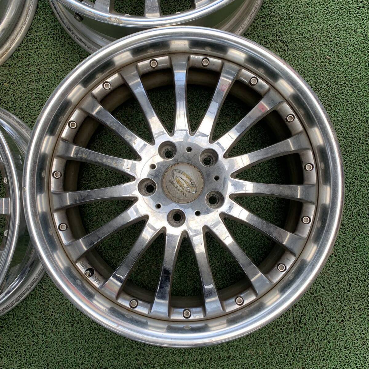 MC663-404 深リム weds(ウェッズ) BELLONA(ベローナ) WAF 18x7.5J +43 PCD114.3 5H アルミホイール 4本 RX-8 ノア ヴォクシー アルファード_画像4