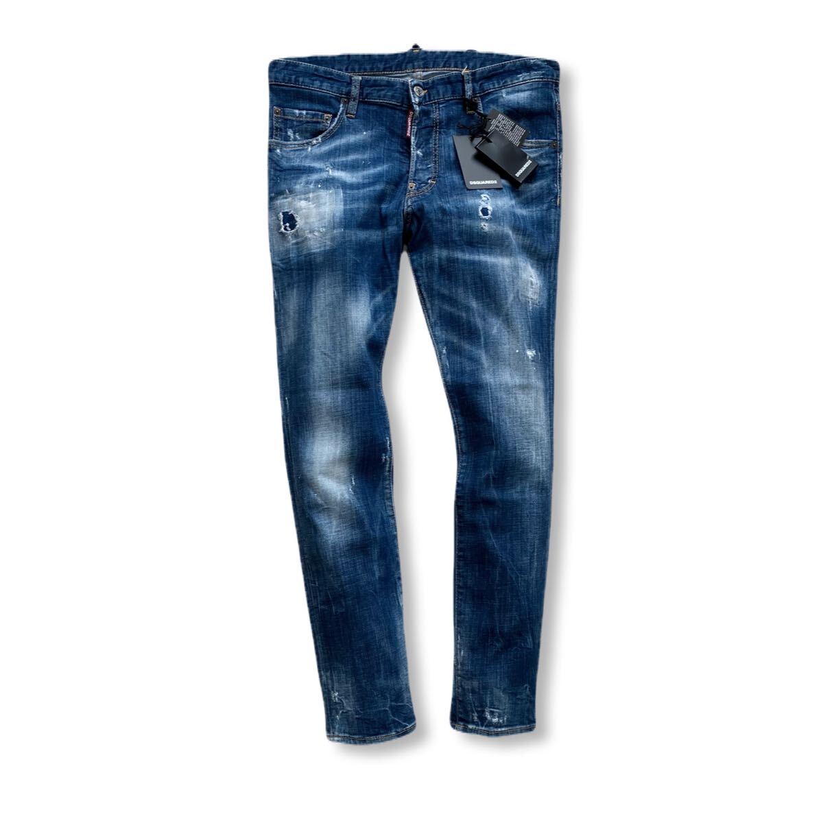 送料無料 美品 DSQUARED2 SKATER JEAN 19SS S71LB0597 ディースクエアード スケーター ジーン スリム デニム パンツ ストレッチ 48 の画像2