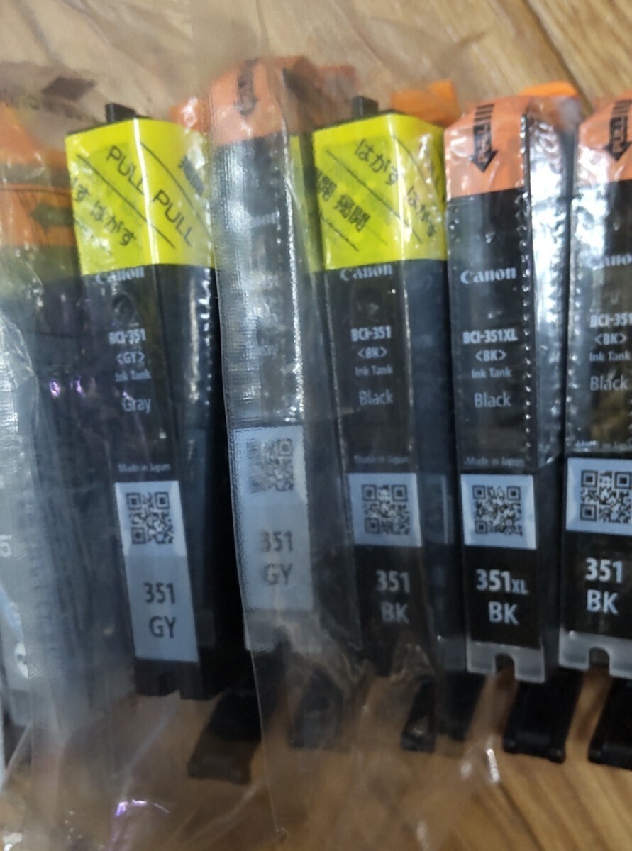 Y2901 CANON 純正インク カートリッジ BCI-350XL PGBK×1 BCI-351BK×3 GY×2 Y×2 M×2 C×1 互換351XLGY×1 計12個 使用期限切れの画像3