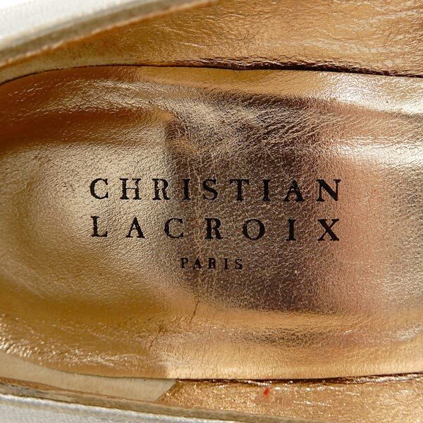 [ последний ликвидация ] Christian Lacroix CHRISTIAN LACROIX кожа каблук туфли-лодочки серебряный size39 [M03198]
