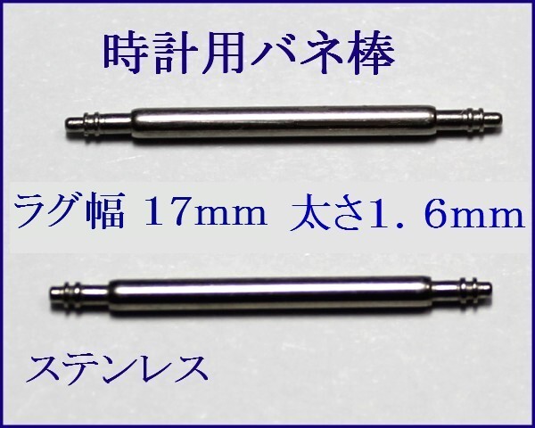 時計バンド用バネ棒１７㎜ 太さ１．６ｍｍ　２本１組　ＮＯ１７_画像1