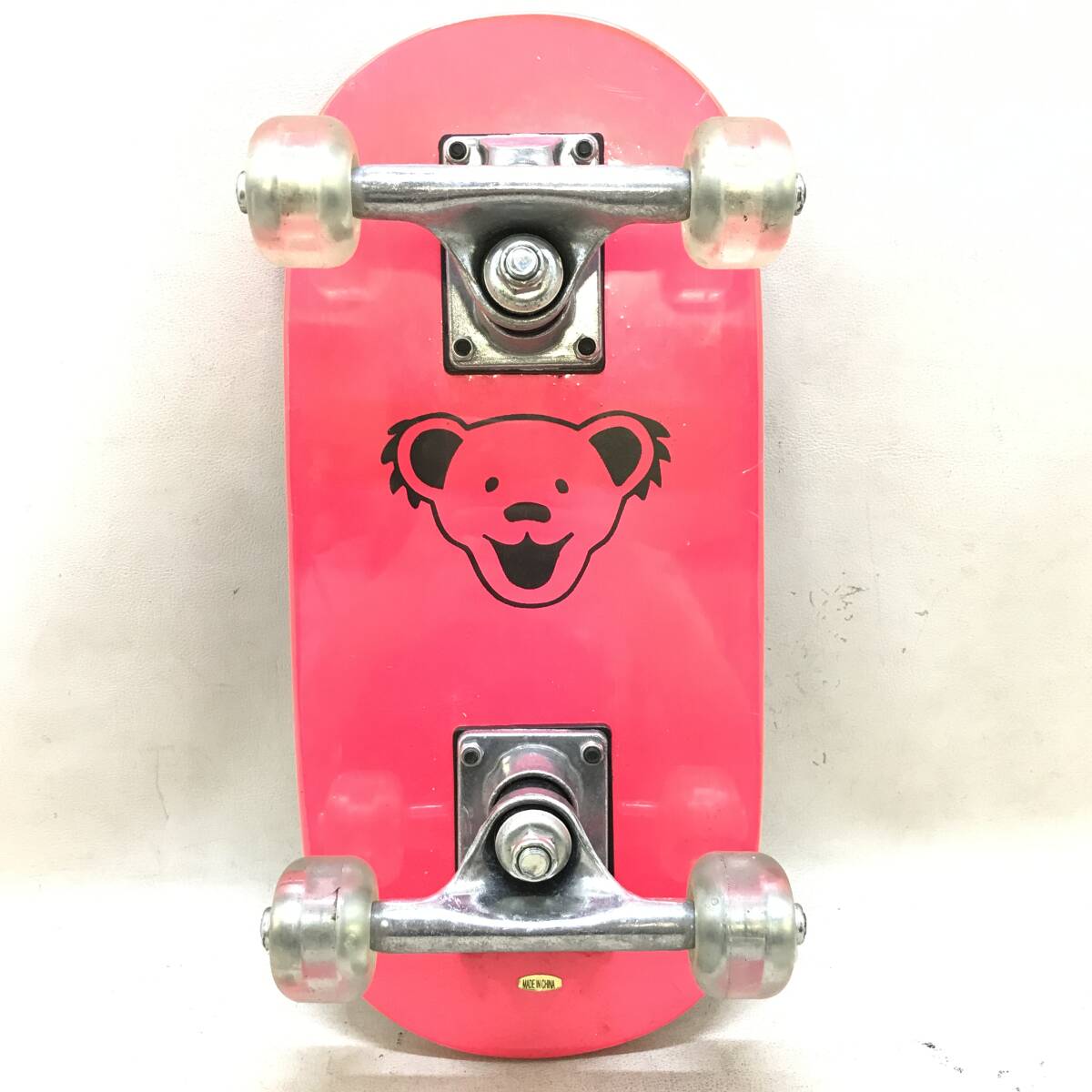 # скейтборд Mini размер розовый флуоресценция медведь Bear панель спорт отдых уличный царапина иметь конечный продукт б/у товар #K30254