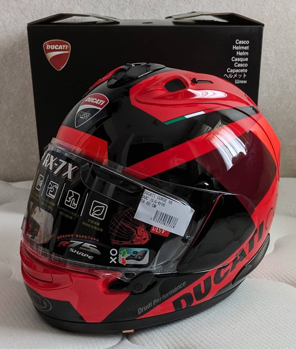  не использовался Ducati Corse V6 L Arai RX-7X Ducati Corse ARAI 59-60cm full-face шлем L размер красный чёрный 