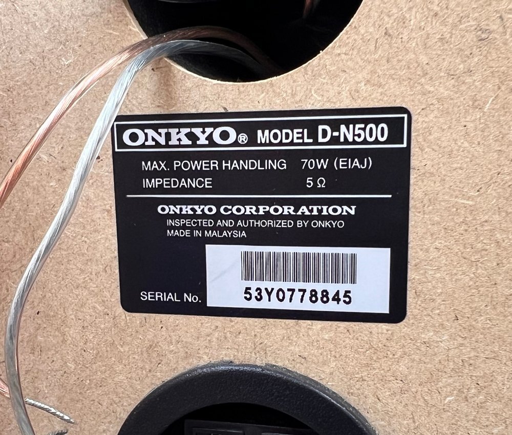 ONKYO/オンキョー スピーカー ペア D-N500 音響 オーディオ機器 音楽 動作確認済み_画像10