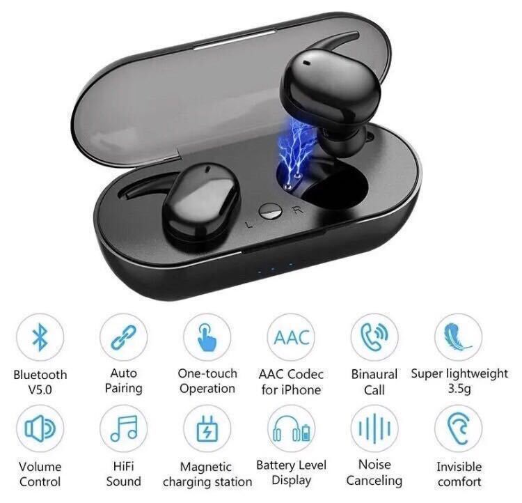 Bluetoothイヤホン ワイヤレスイヤホン 完全ワイヤレスイヤホン 高音質 Bluetooth5.0 ハンズフリー通話 充電式 iPhone Android_画像3