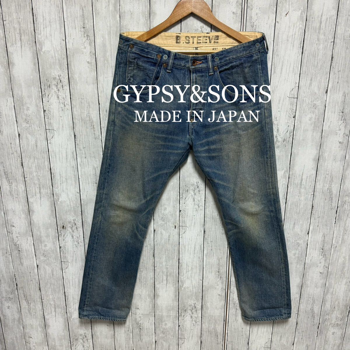 GYPSY&SONS ユーズド加工セルビッチデニム！サスペンダーボタン！雰囲気◎_画像1