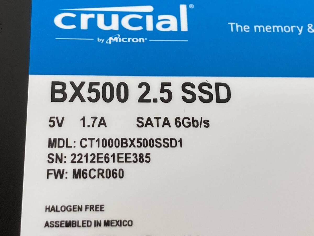 ■CRUCIAL■2.5インチ/1mm/1TB SSD■CT1000BX500SSD1■中古 2/ほぼ新品■　★即決★_画像4
