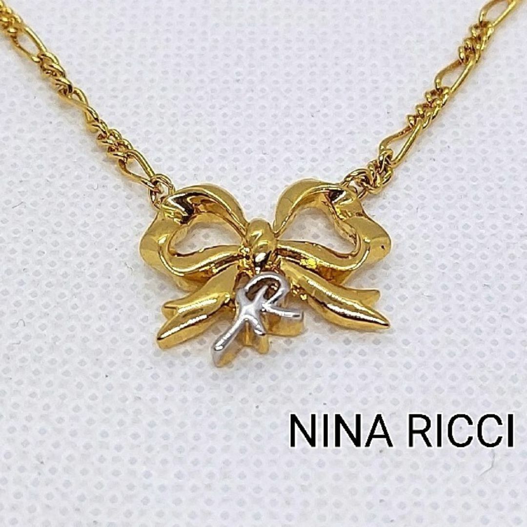 ニナリッチ NINA RICCI ネックレス リボン ゴールドカラーの画像1