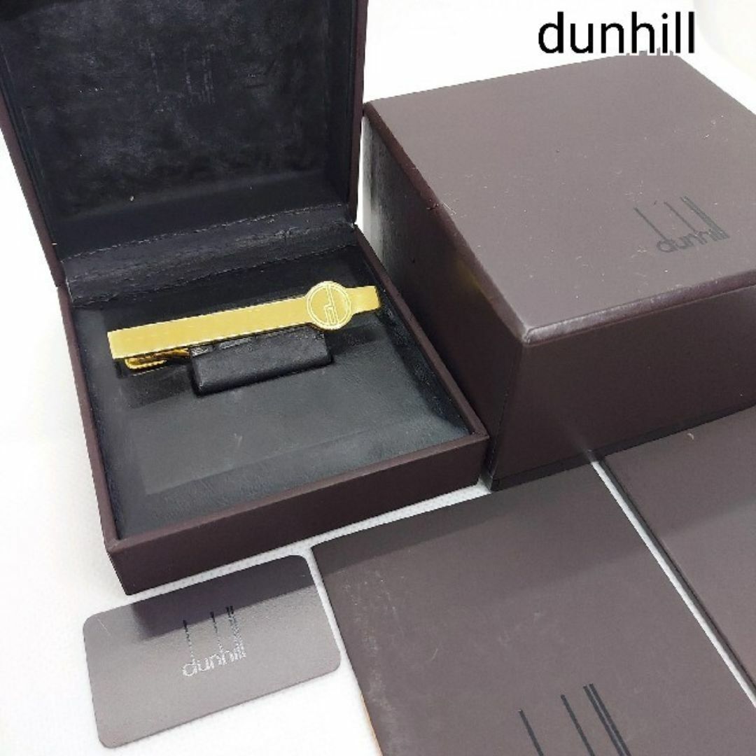 箱、ケース、冊子付き　ダンヒル　dunhill　ネクタイピン　ゴールドカラー_画像1