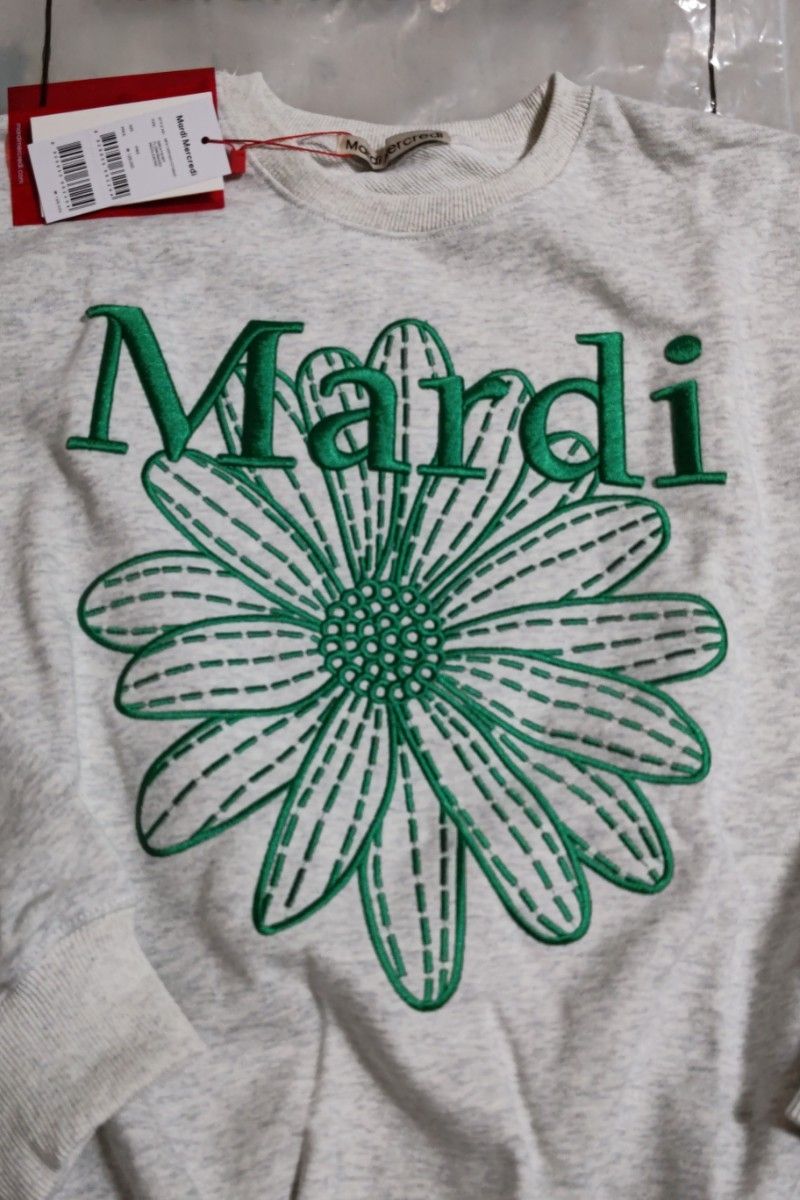 マルディメクルディ Mardi Mercredi スウェット グレーグリーン刺繍