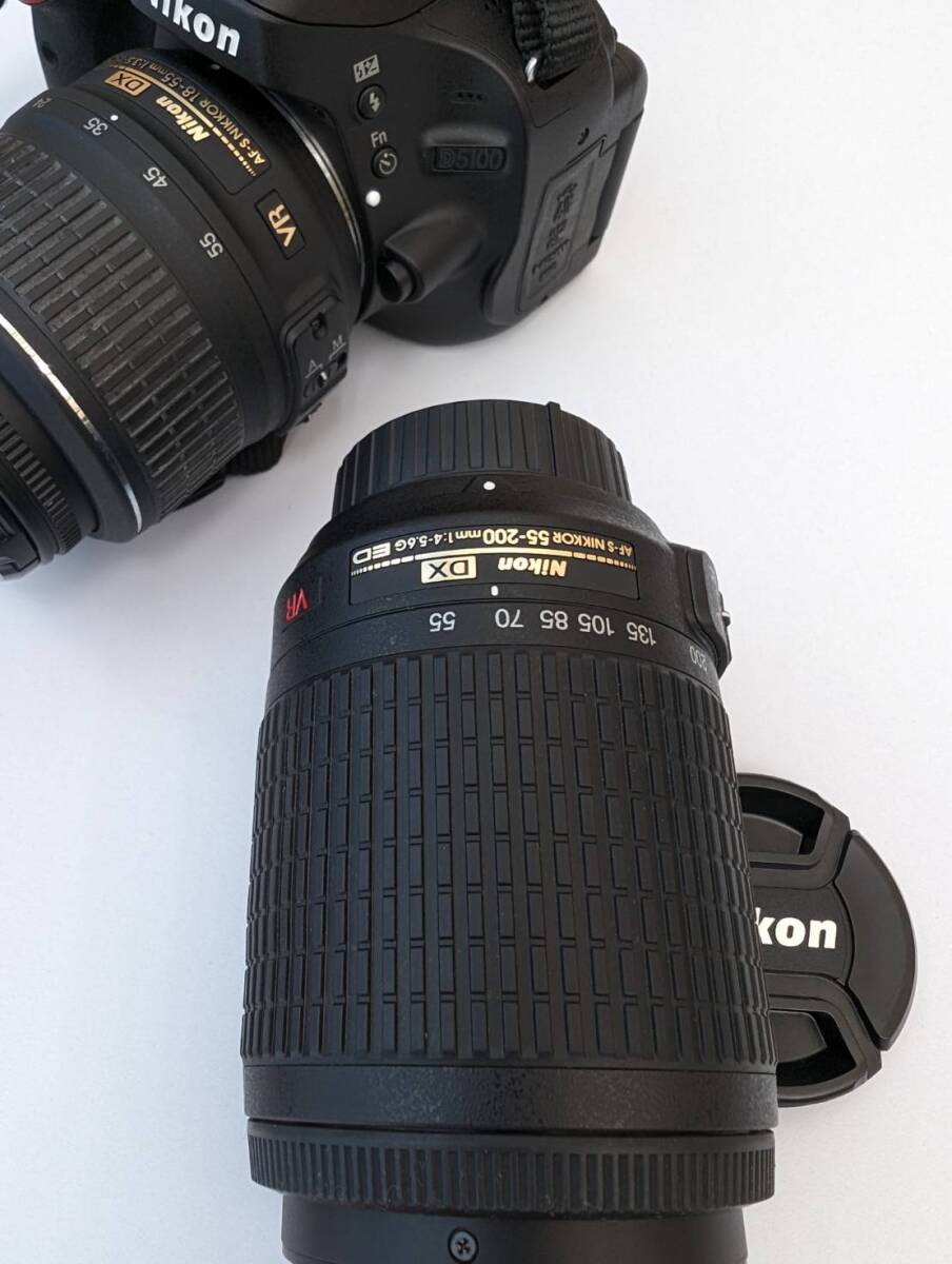 Nikon 一眼レフデジタルカメラ D5100 18-55ｍｍ/55-200ｍｍ 付属品付きの画像5