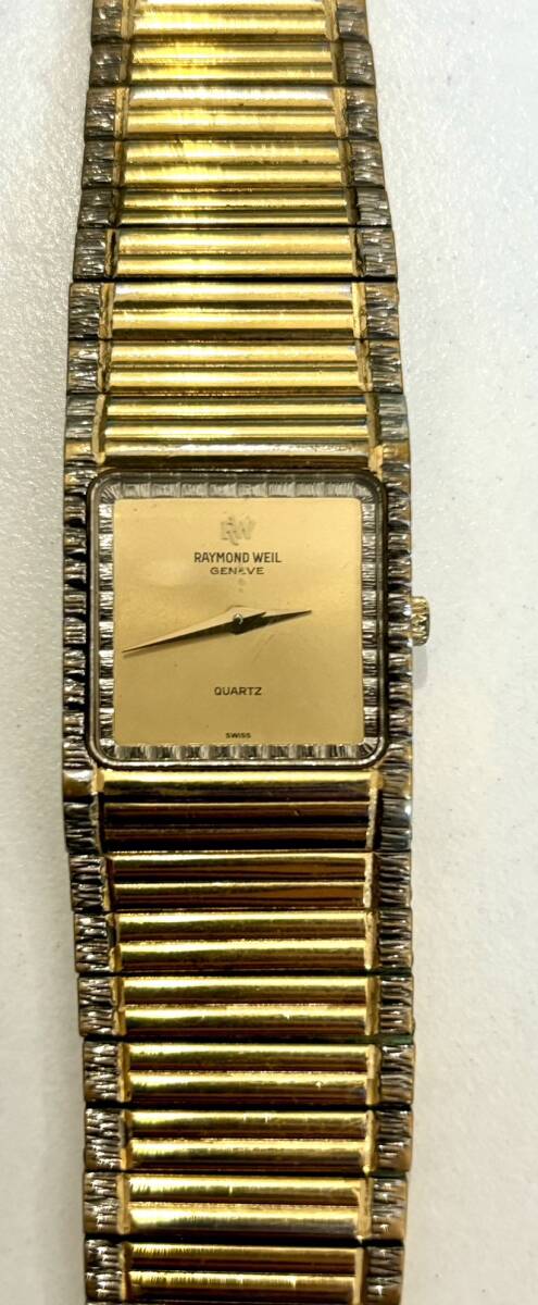 (動作未確認) RAYMOND WEILレイモンドウィル 18KGP ゴールド 石付き クォーツ レディース　メンズ　 腕時計 1円スタート_画像4