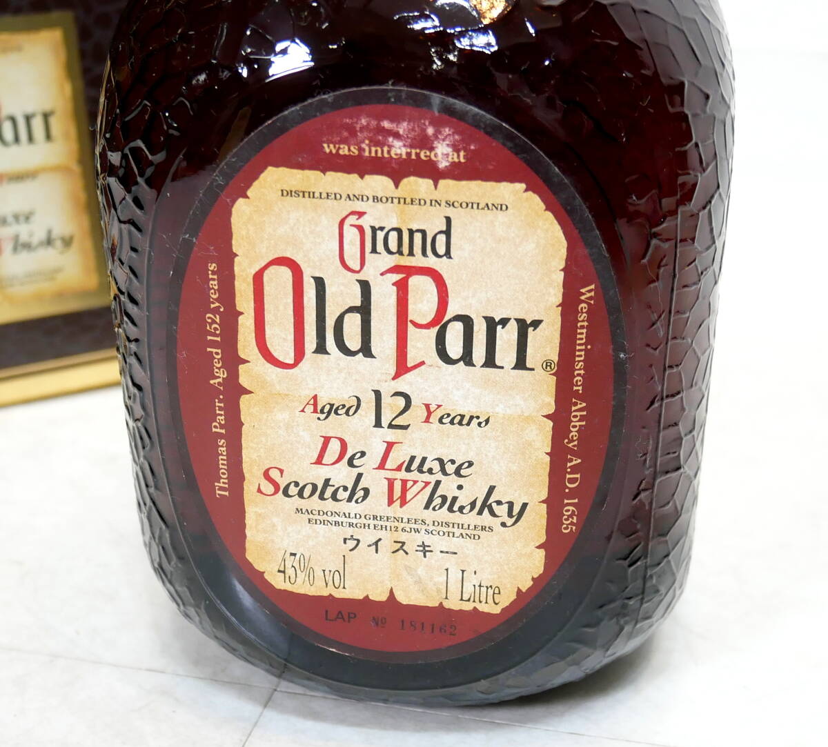 ▲(R601-A37)【未開栓】古酒 オールド パー Grand Old Parr 12年 King Size 1000ml 43% スコッチウイスキー_画像2