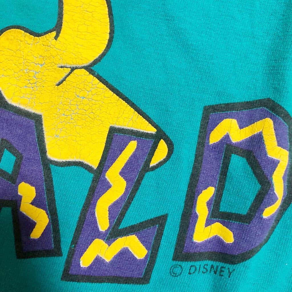 90s USA製 Disney Tシャツ Donald Duck エメラルドグリーン Lサイズ 古着 ドナルド_画像6