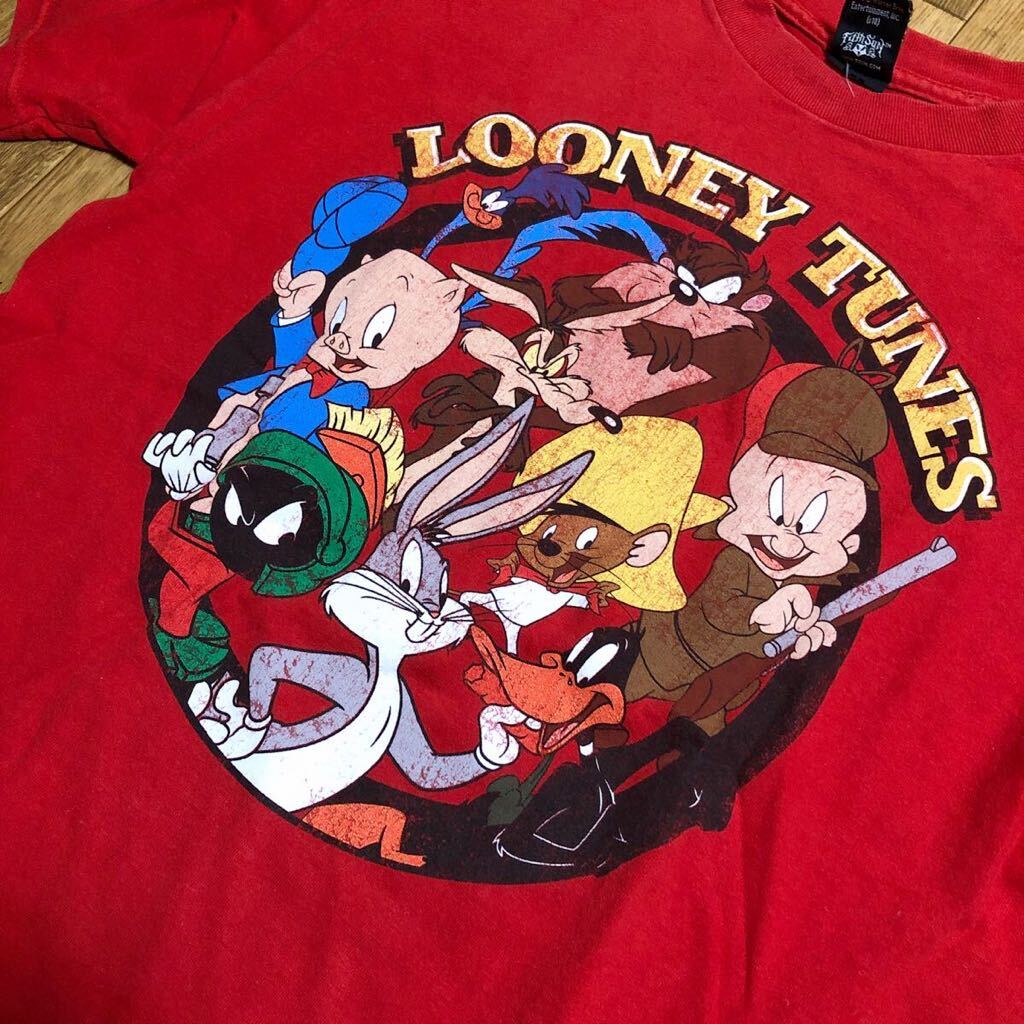 90〜00s USA製 Looney Tunes Tシャツ 赤 サイズ不明 実寸M 古着 ルーニー テューンズ_画像4
