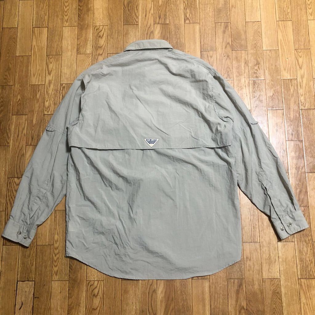 90〜00s Columbia Sportswear PFG フィッシング 長袖シャツ 薄いベージュ Lサイズ 古着 コロンビア ナイロン_画像9