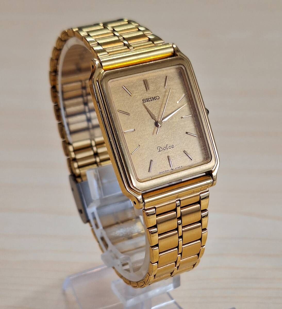 SEIKO Seiko Dolce Dolce 14KT 14 gold quartz gold face 8N41-5080 men's wristwatch immovable goods 