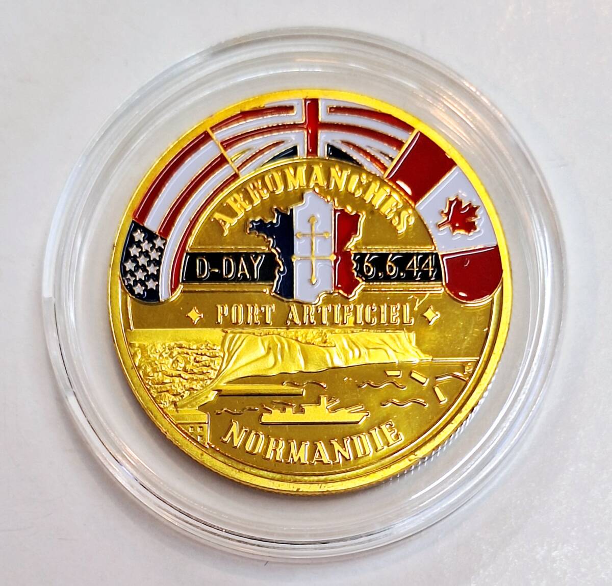 アメリカ ノルマンディー上陸作戦 70th記念 チャレンジコイン 金メッキ 記念コイン コレクションコイン 金メダル 大型