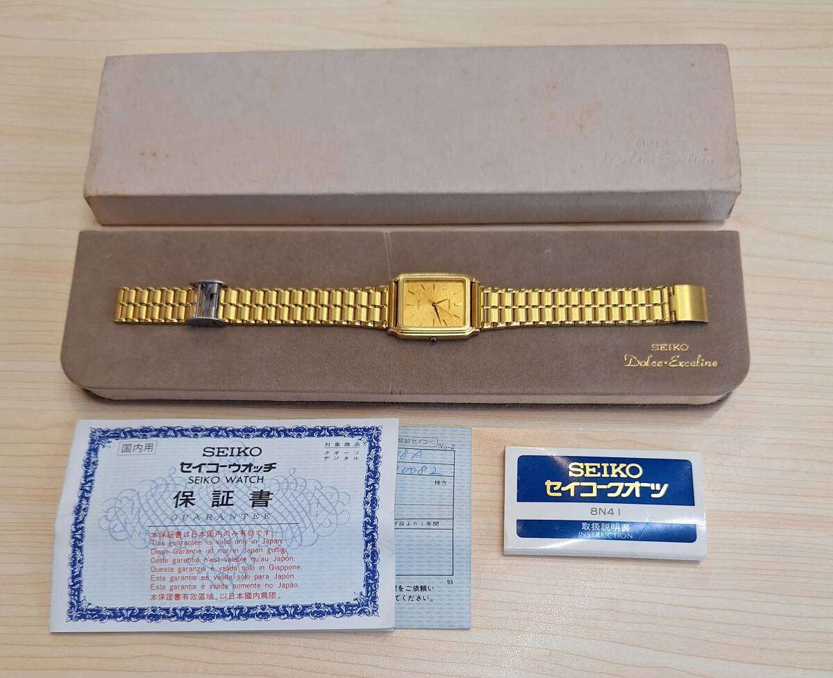 SEIKO Seiko Dolce Dolce 14KT 14 gold quartz gold face 8N41-5080 men's wristwatch immovable goods 