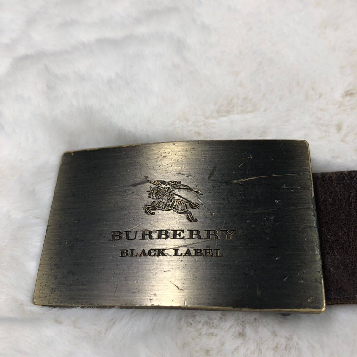 1円〜 BURBERRY バーバリーブラックレーベル ベルト ホースロゴ オールレザー 本革 ブラウン 茶色 通勤 通学 ビジネス メンズ プレート _画像2