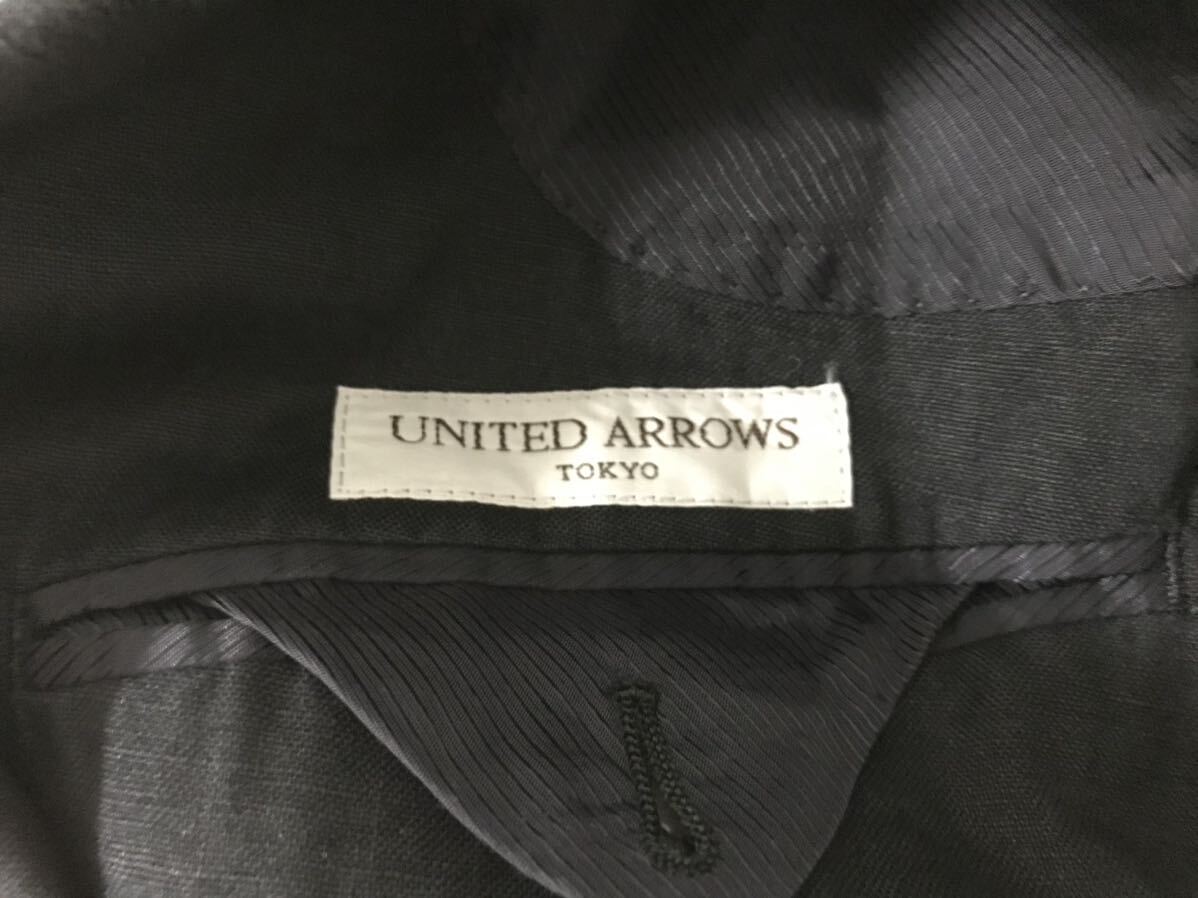 本物ユナイテッドアローズUNITEDARROWSリネン麻テーラードジャケットメンズサーフミリタリービジネススーツ黒ブラックM_画像4