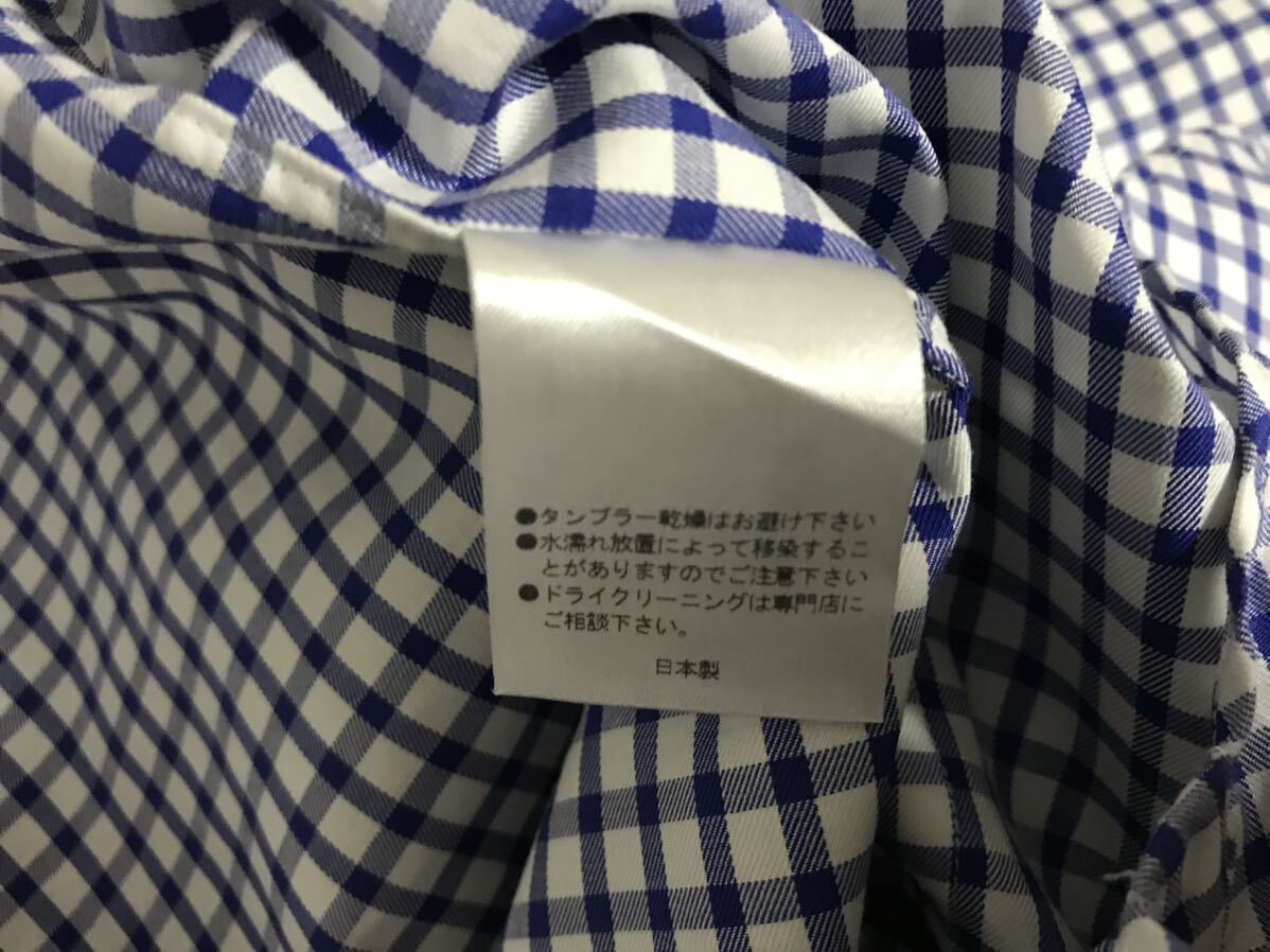 本物フェアファクスFAIRFAXコットンチェック柄ドレス長袖シャツサーフミリタリーアメカジビジネススーツメンズ白ホワイト青ブルー39S日本製