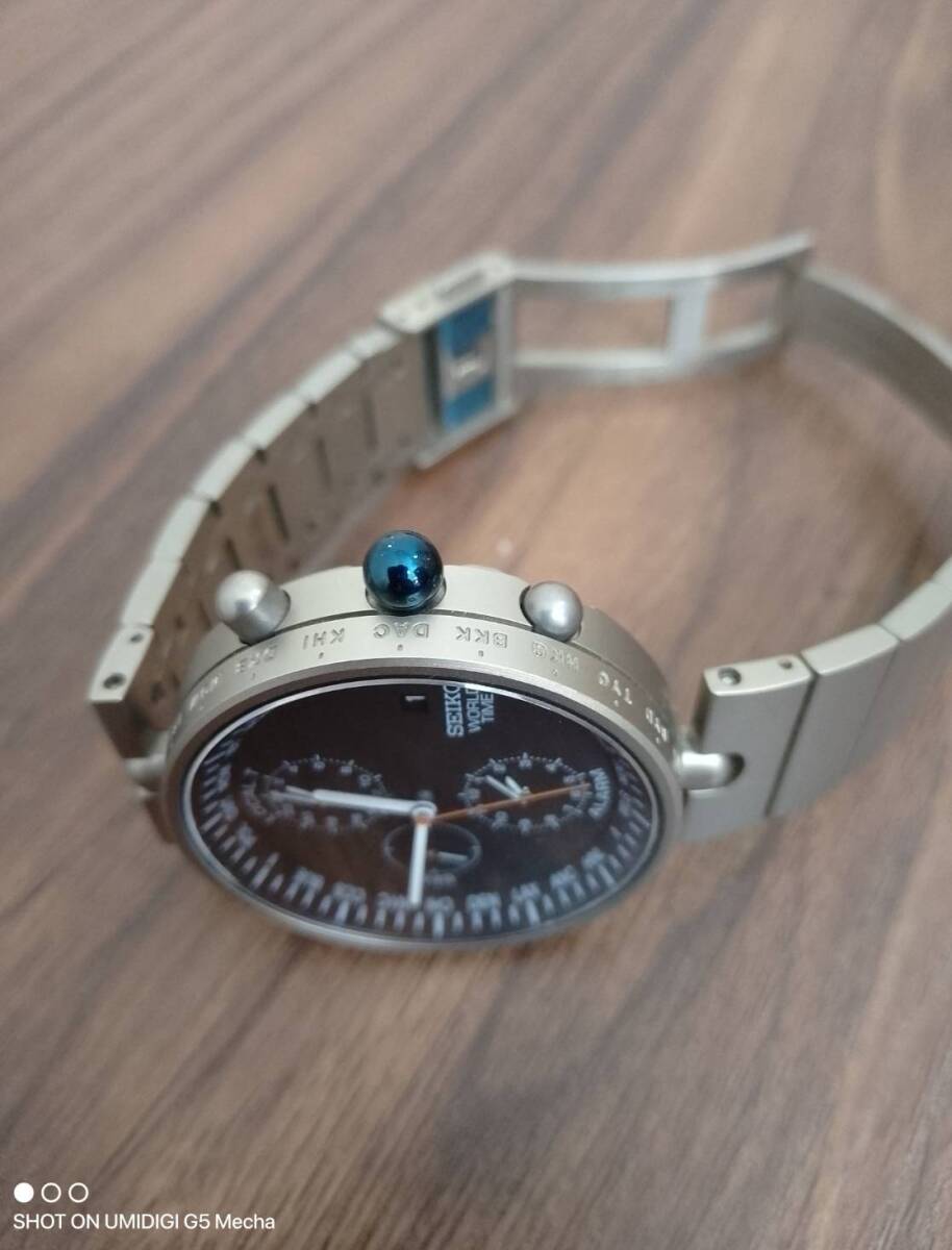 GD59 【1円から】 SEIKO セイコー MITSUBISHI 130th 3000本限定 5T52-0010 ブループラネット チタン ワールドタイム クォーツ 腕時計の画像7