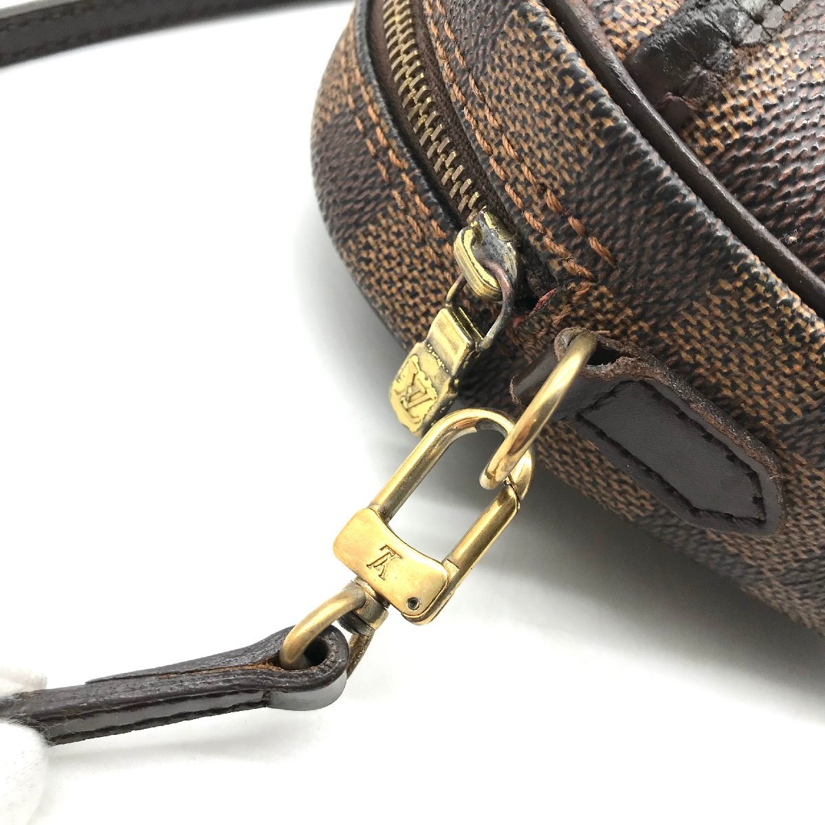 1円 良品 LOUISVUITTON ルイヴィトン ダミエ イパネマ ポシェット 2WAY ミニ ショルダー バッグ ブラウン a2891の画像7