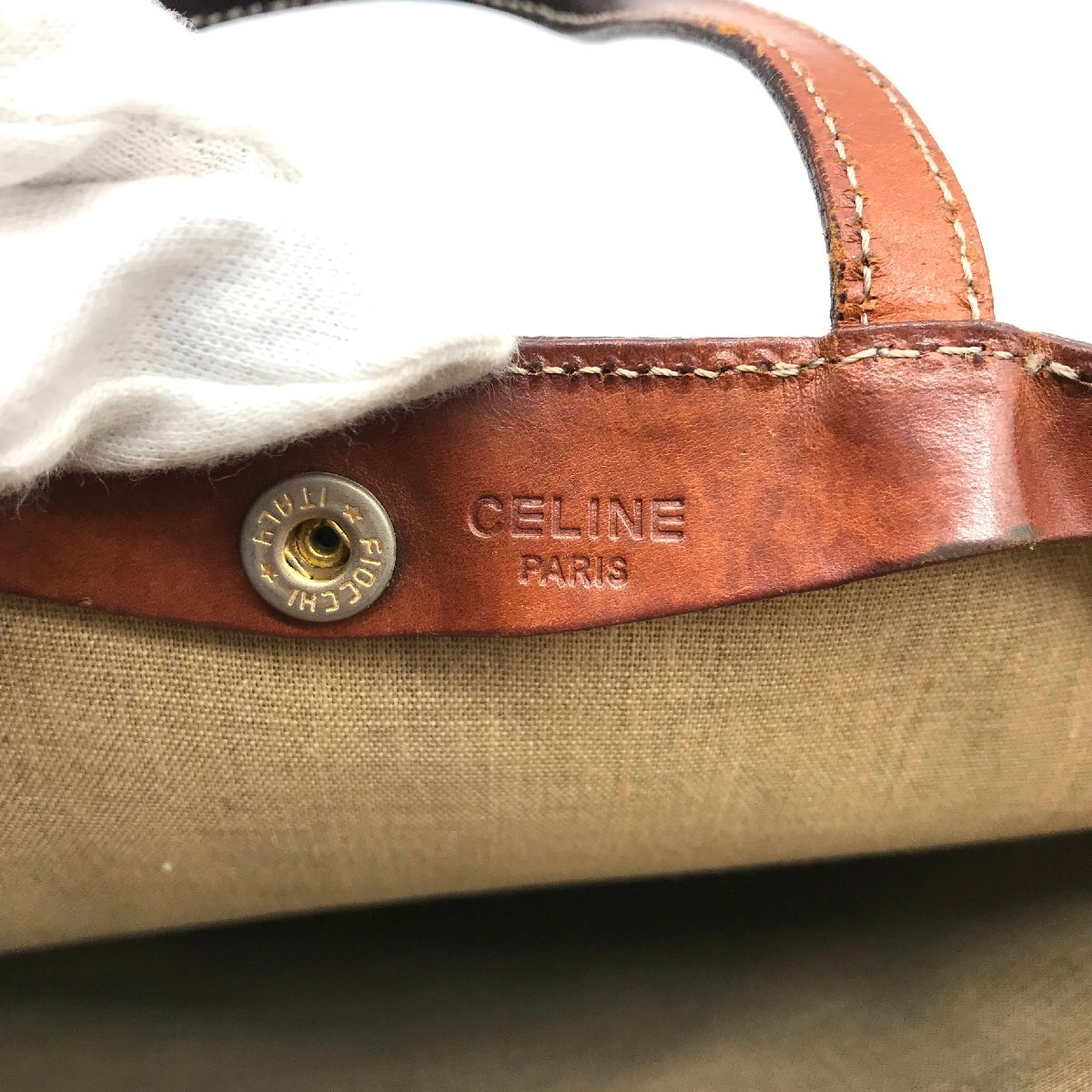 1円 良品 CELINE セリーヌ マカダム ヴィンテージ ハンド バッグ ブラウン k1782の画像8