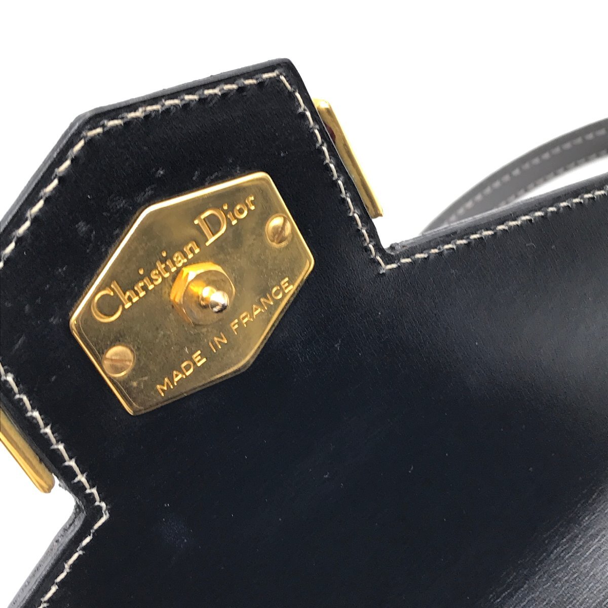 1円 美品 Christian Dior ディオール CDロゴ ヴィンテージ 台形 2WAY ハンド ショルダー バッグ ブラック a3309の画像10