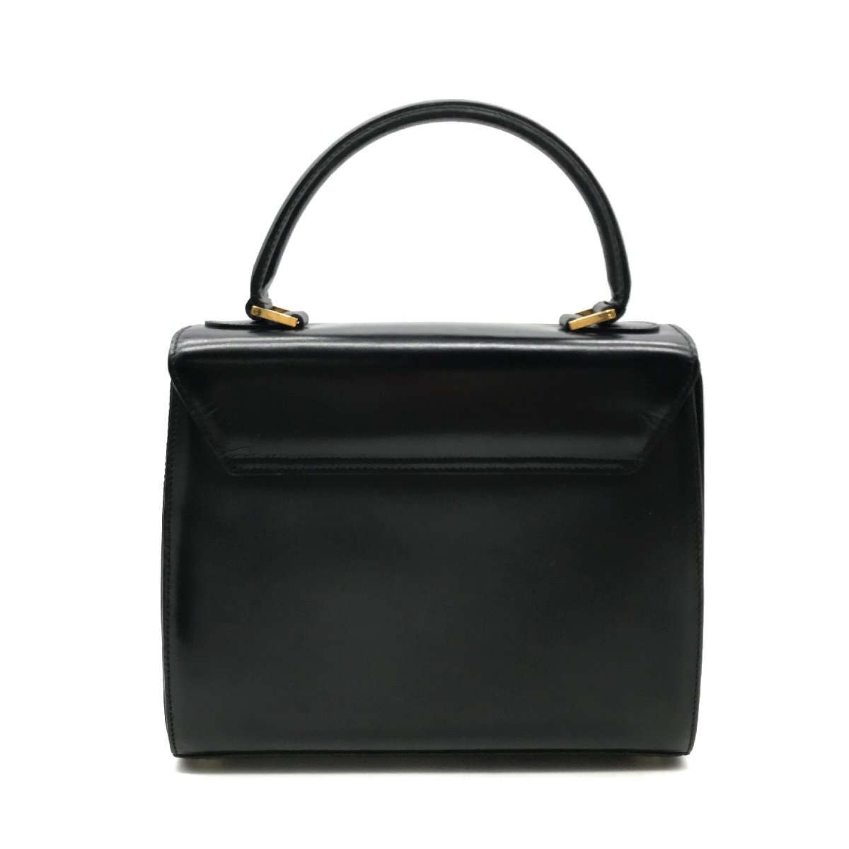 1円 超美品 CELINE セリーヌ ロゴ金具 ターンロック 2WAY レザー ハンド ショルダー バッグ ブラック a3471