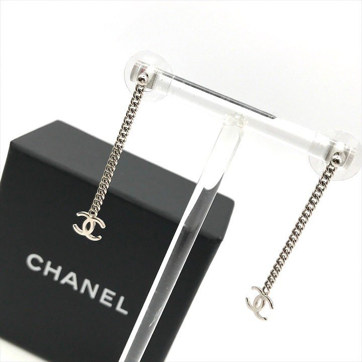 1円 美品 CHANEL シャネル ココマーク スイング シルバー ピアス アクセサリー a2728の画像1