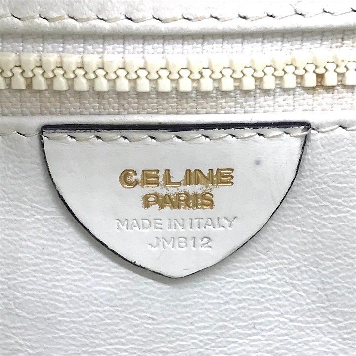 1円 良品 CELINE セリーヌ ガンチーニ金具 バイカラー ヴィンテージ ショルダー バッグ ネイビー ホワイト a3294の画像8