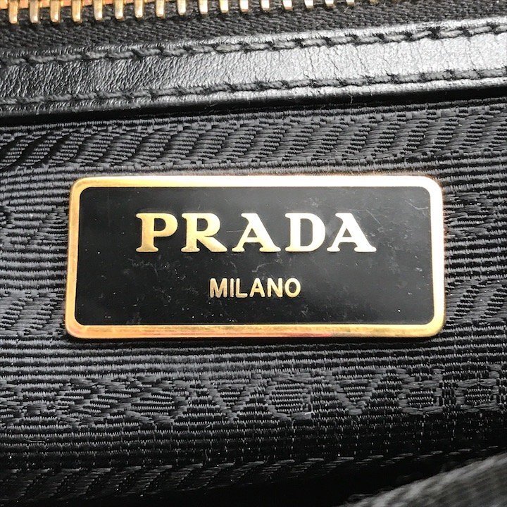 1円 良品 PRADA プラダ ２WAY ロゴ金具 ナイロン ショルダー バッグ ブラック a3328の画像9